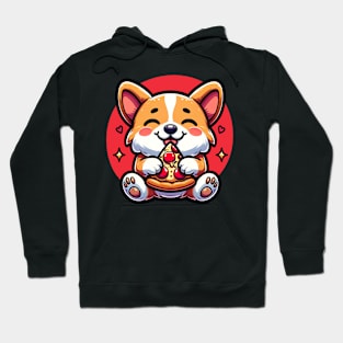 Cute Corgi Eating Pizza Pet Lover Corgi Mom Hoodie